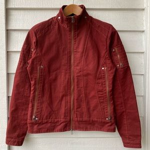 Kuhn Burr Maroon Lined Full Zip Motorcycle Jacket